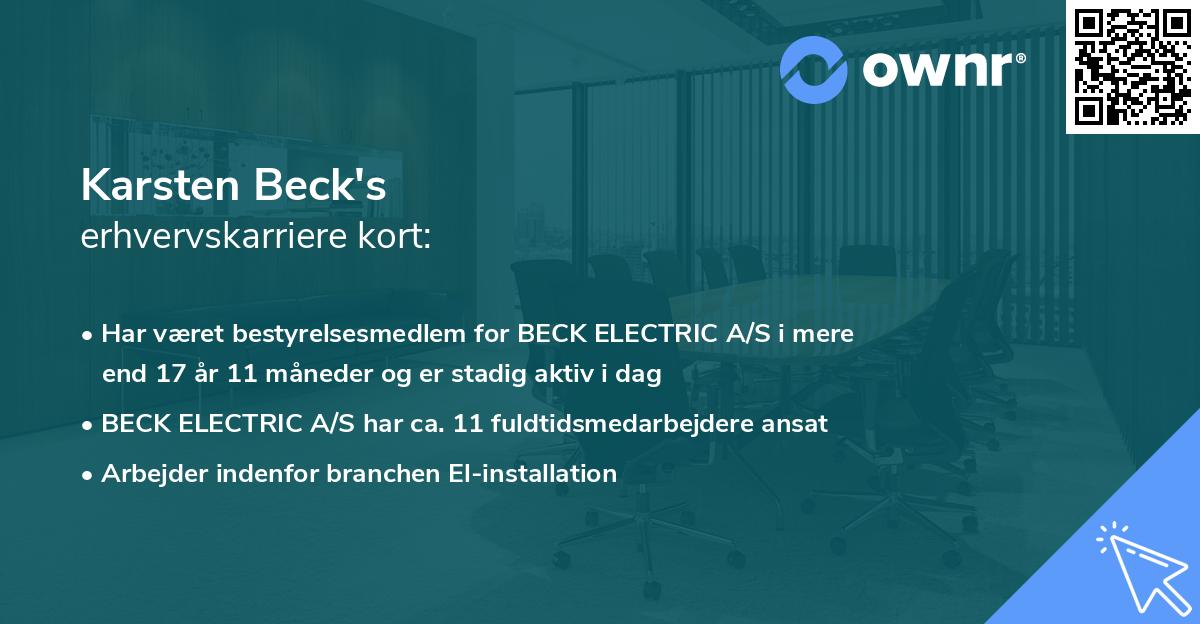 Karsten Beck's erhvervskarriere kort
