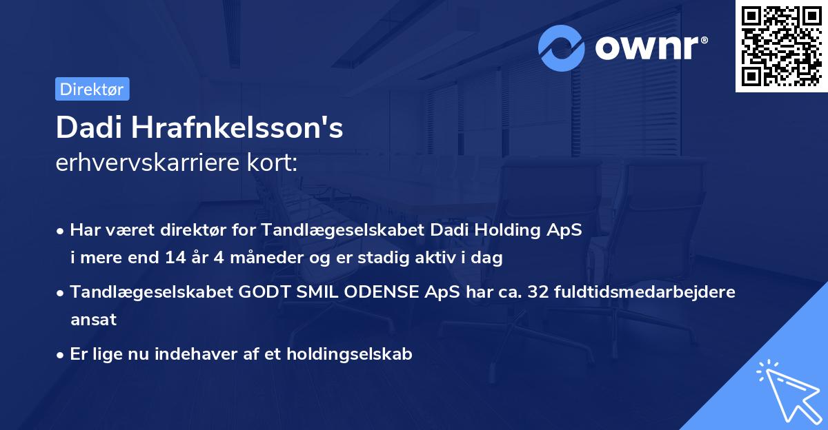 Dadi Hrafnkelsson's erhvervskarriere kort