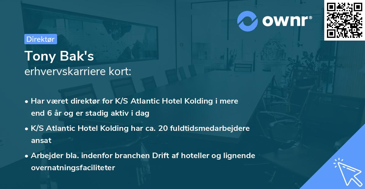 Tony Bak's erhvervskarriere kort