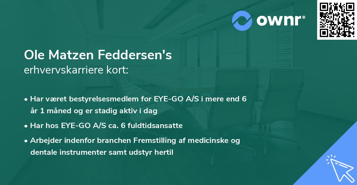 Ole Matzen Feddersen's erhvervskarriere kort