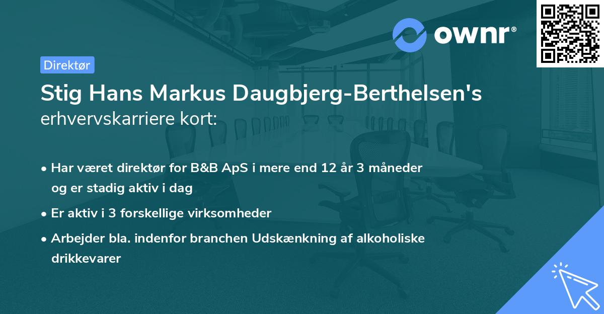 Stig Hans Markus Daugbjerg-Berthelsen's erhvervskarriere kort