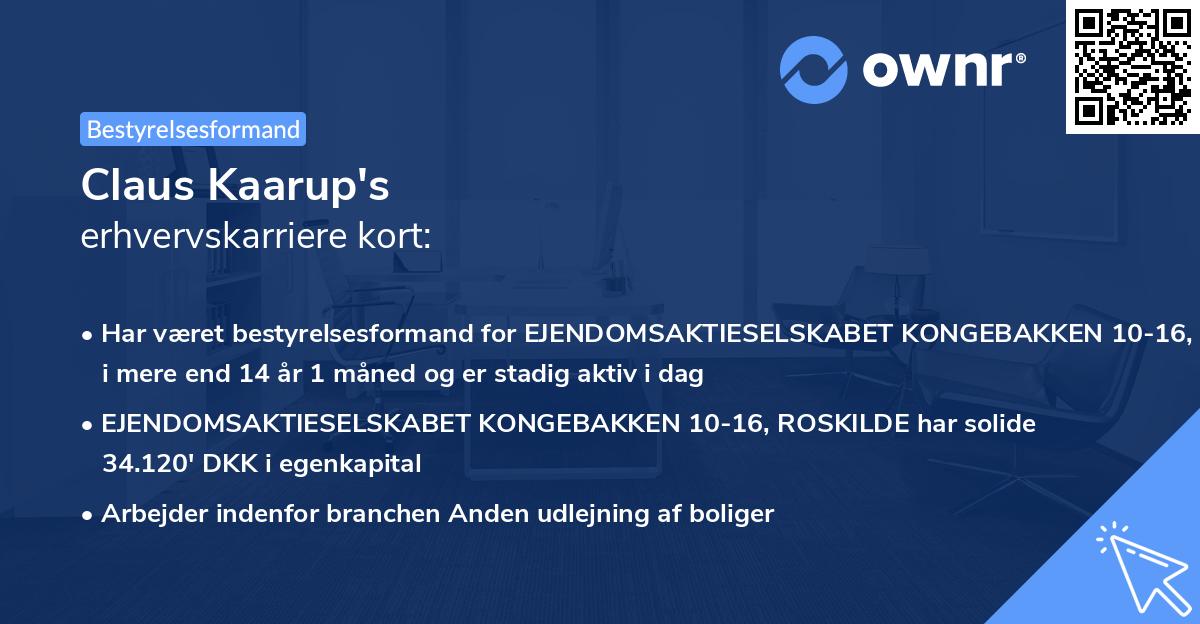 Claus Kaarup's erhvervskarriere kort