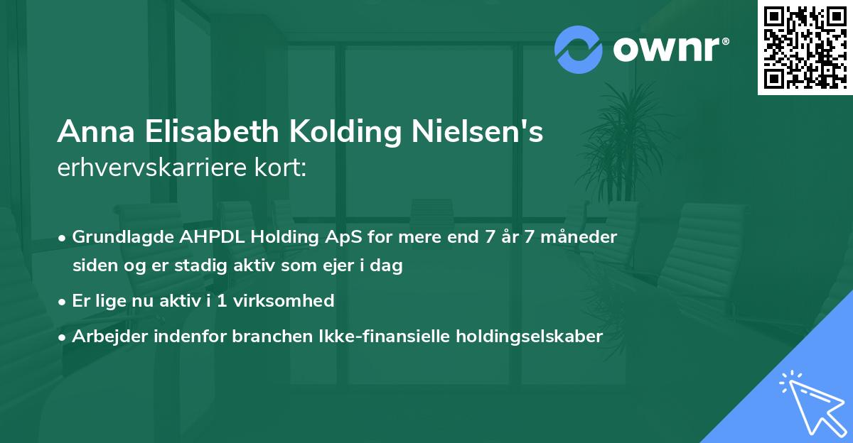 Anna Elisabeth Kolding Nielsen's erhvervskarriere kort