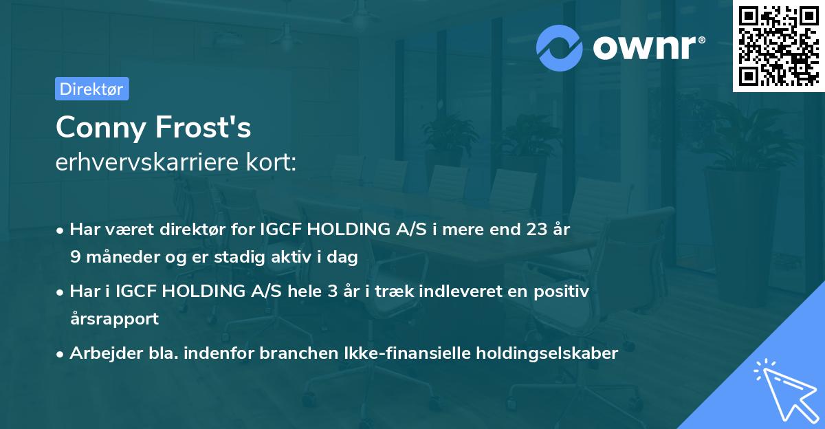 Conny Frost's erhvervskarriere kort