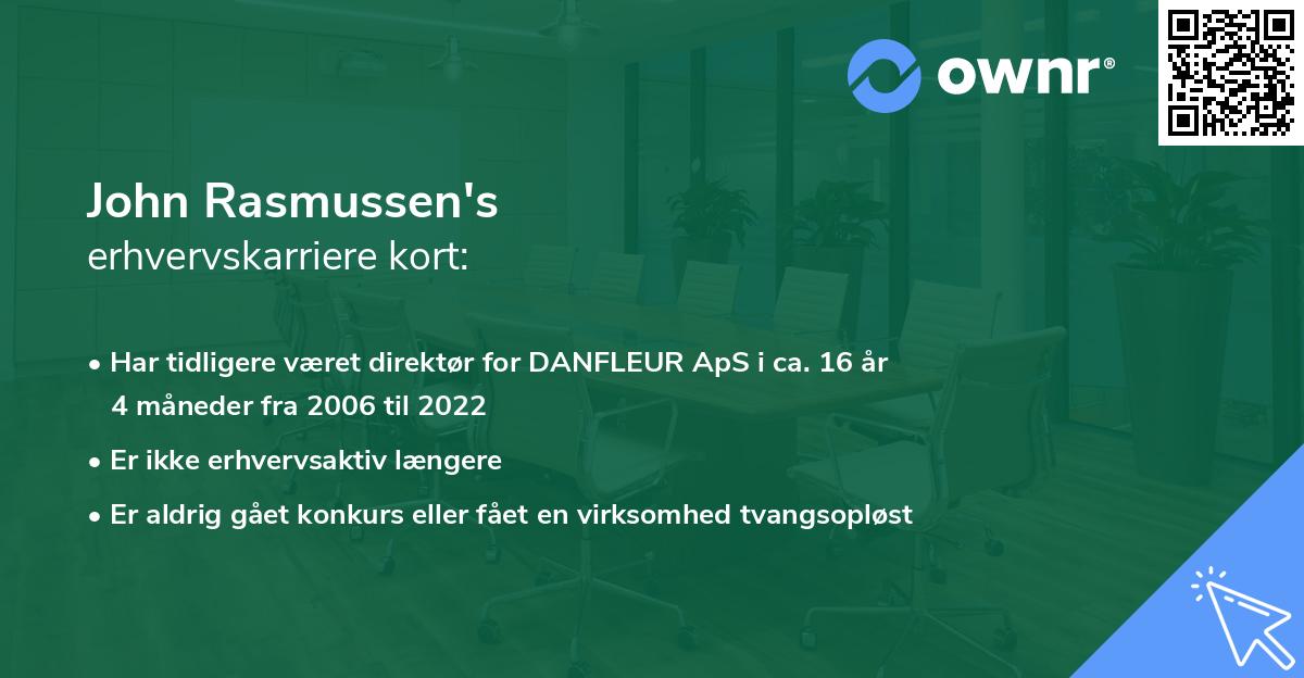 John Rasmussen's erhvervskarriere kort