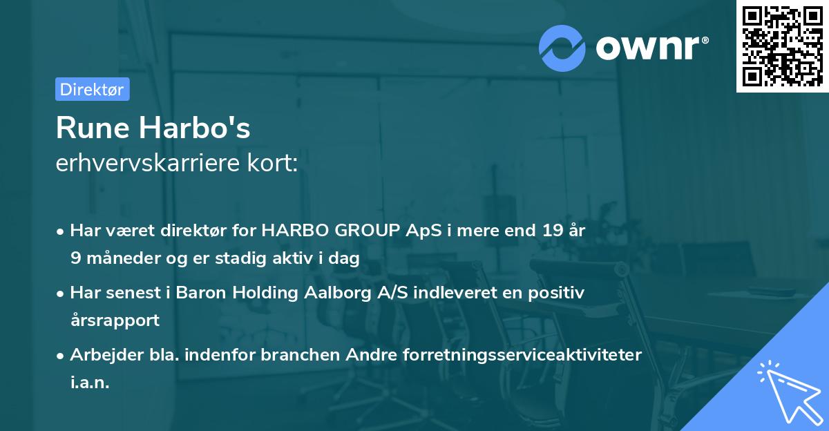Rune Harbo's erhvervskarriere kort