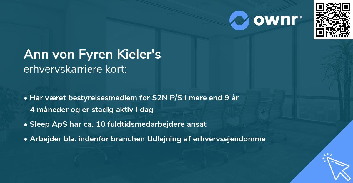 Ann von Fyren Kieler's erhvervskarriere kort