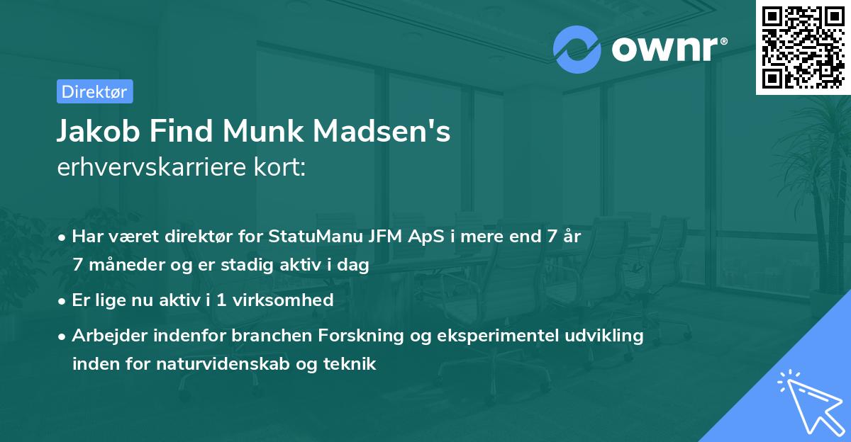 Jakob Find Munk Madsen's erhvervskarriere kort