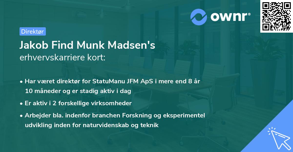 Jakob Find Munk Madsen's erhvervskarriere kort