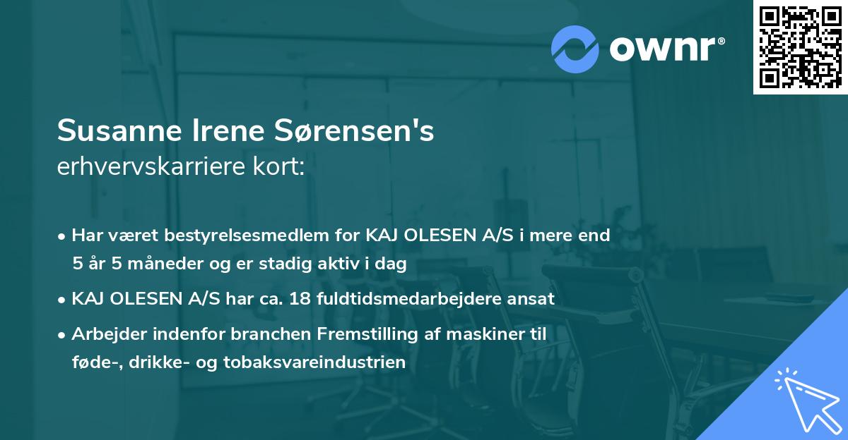 Susanne Irene Sørensen's erhvervskarriere kort