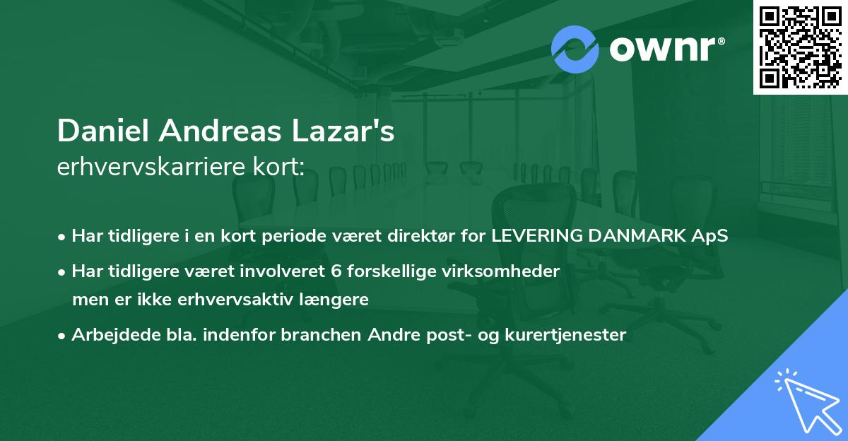 Daniel Andreas Lazar's erhvervskarriere kort
