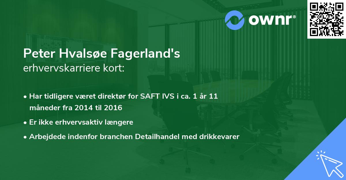 Peter Hvalsøe Fagerland's erhvervskarriere kort