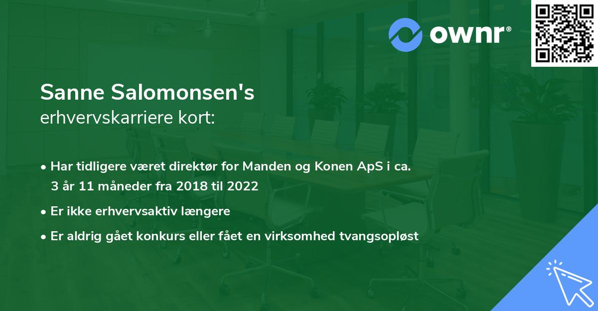 Sanne Salomonsen's erhvervskarriere kort