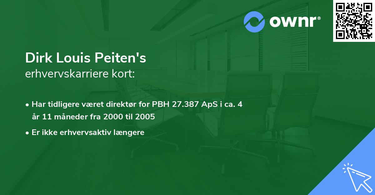 Dirk Louis Peiten's erhvervskarriere kort