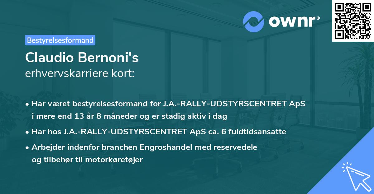 Claudio Bernoni's erhvervskarriere kort