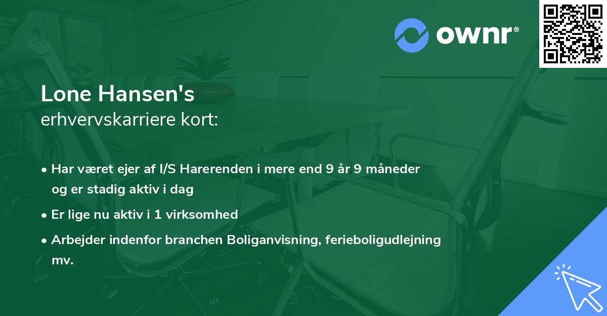 Lone Hansen's erhvervskarriere kort