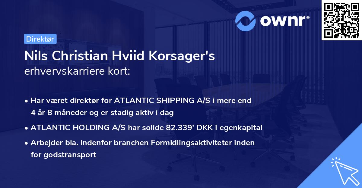 Nils Christian Hviid Korsager's erhvervskarriere kort