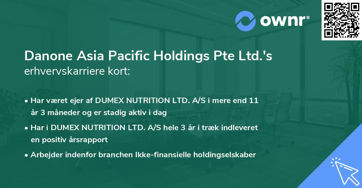Danone Asia Pacific Holdings Pte Ltd.'s erhvervskarriere kort