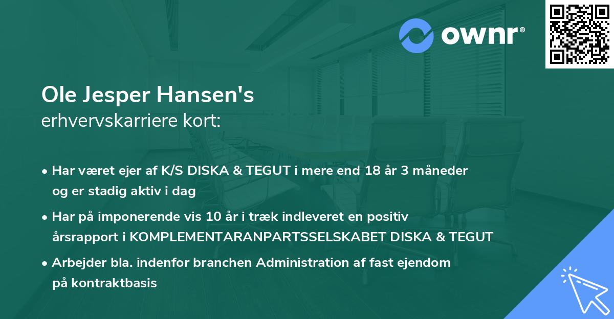 Ole Jesper Hansen's erhvervskarriere kort