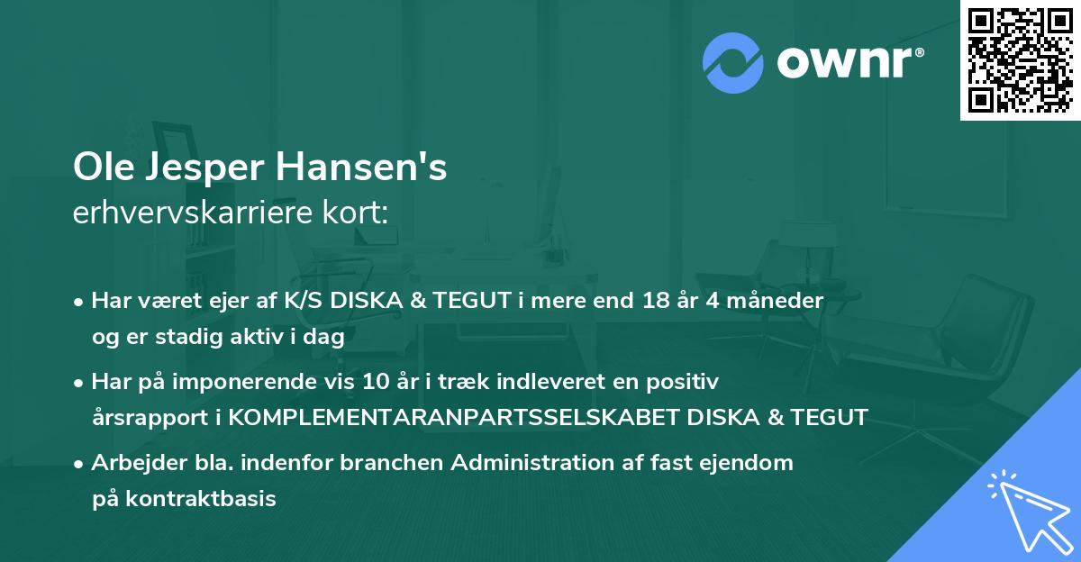 Ole Jesper Hansen's erhvervskarriere kort