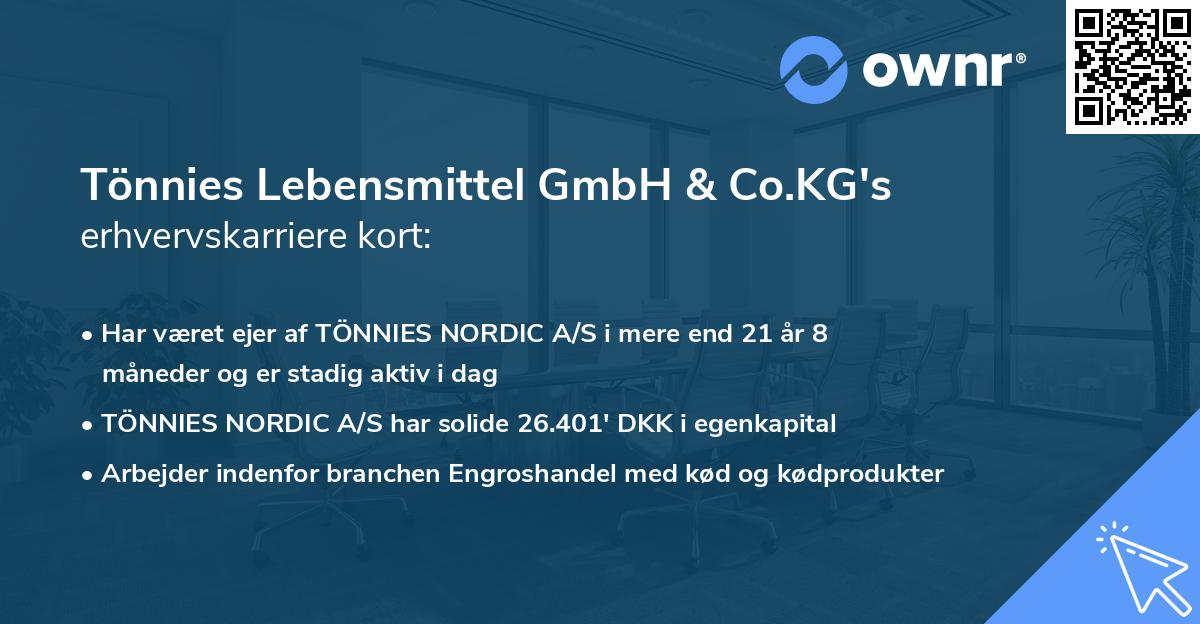 Tönnies Lebensmittel GmbH & Co.KG's erhvervskarriere kort