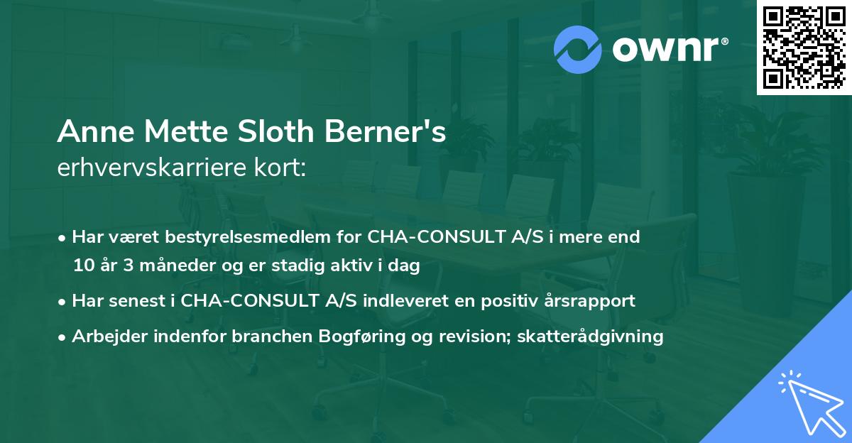 Anne Mette Sloth Berner's erhvervskarriere kort