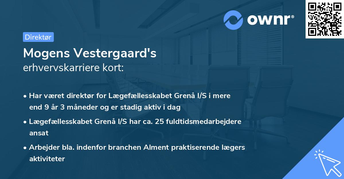 Mogens Vestergaard's erhvervskarriere kort