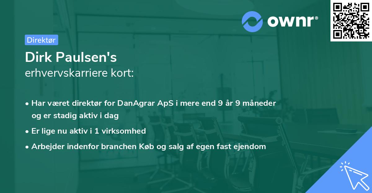 Dirk Paulsen's erhvervskarriere kort