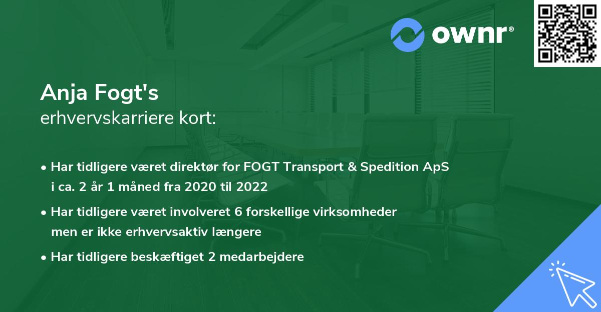 Anja Fogt's erhvervskarriere kort