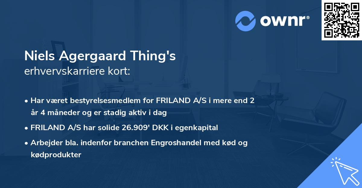 Niels Agergaard Thing's erhvervskarriere kort