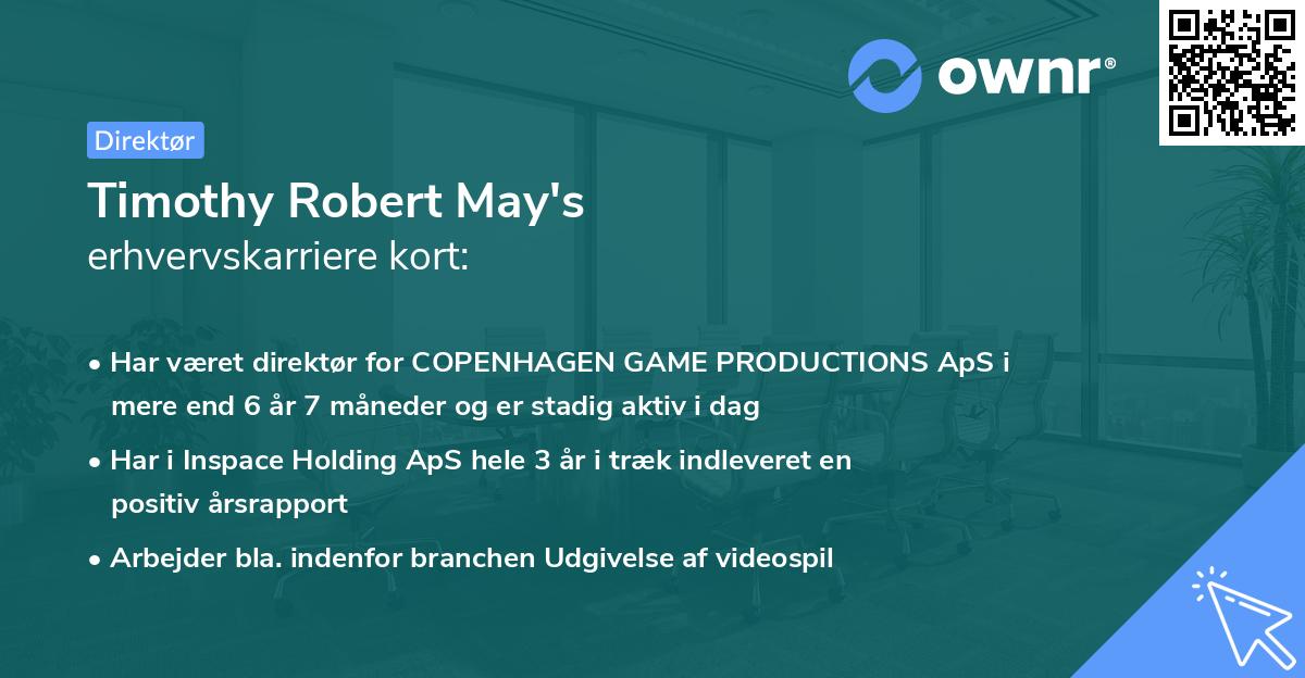 Timothy Robert May's erhvervskarriere kort