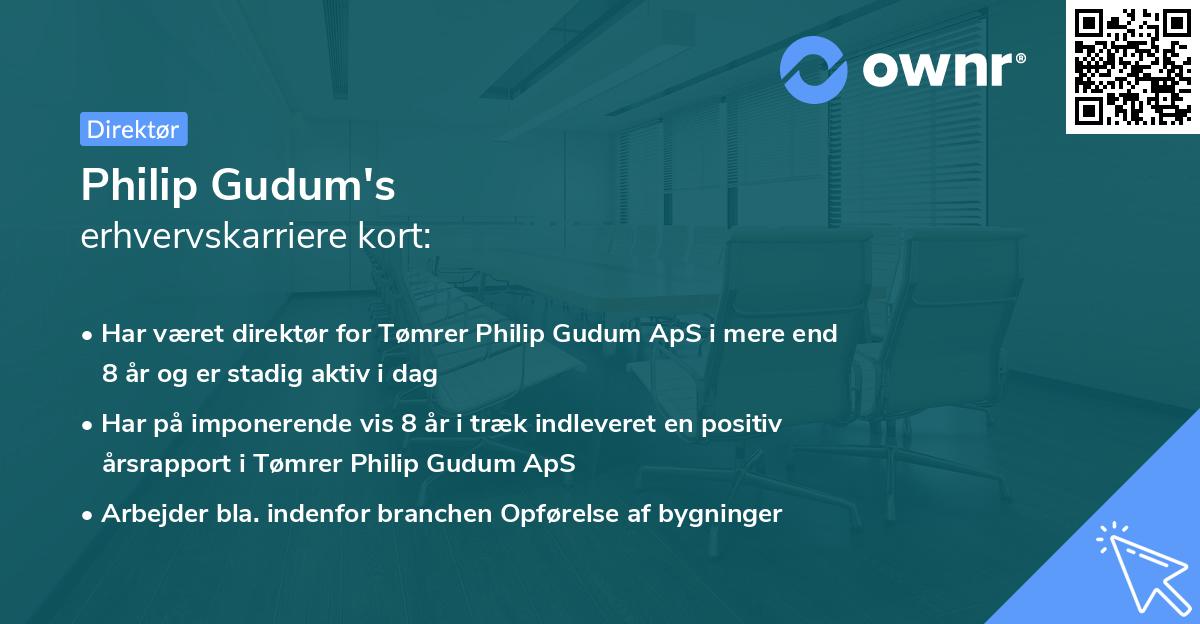 Philip Gudum's erhvervskarriere kort