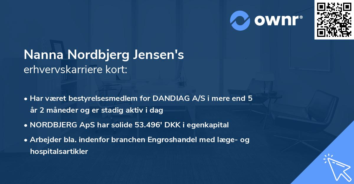 Nanna Nordbjerg Jensen's erhvervskarriere kort