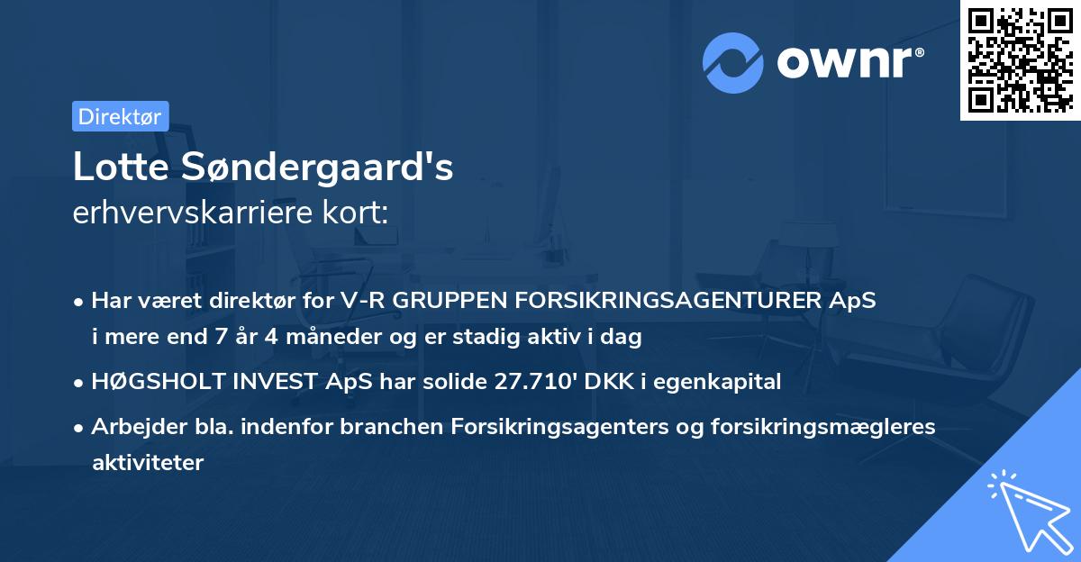 Lotte Søndergaard's erhvervskarriere kort
