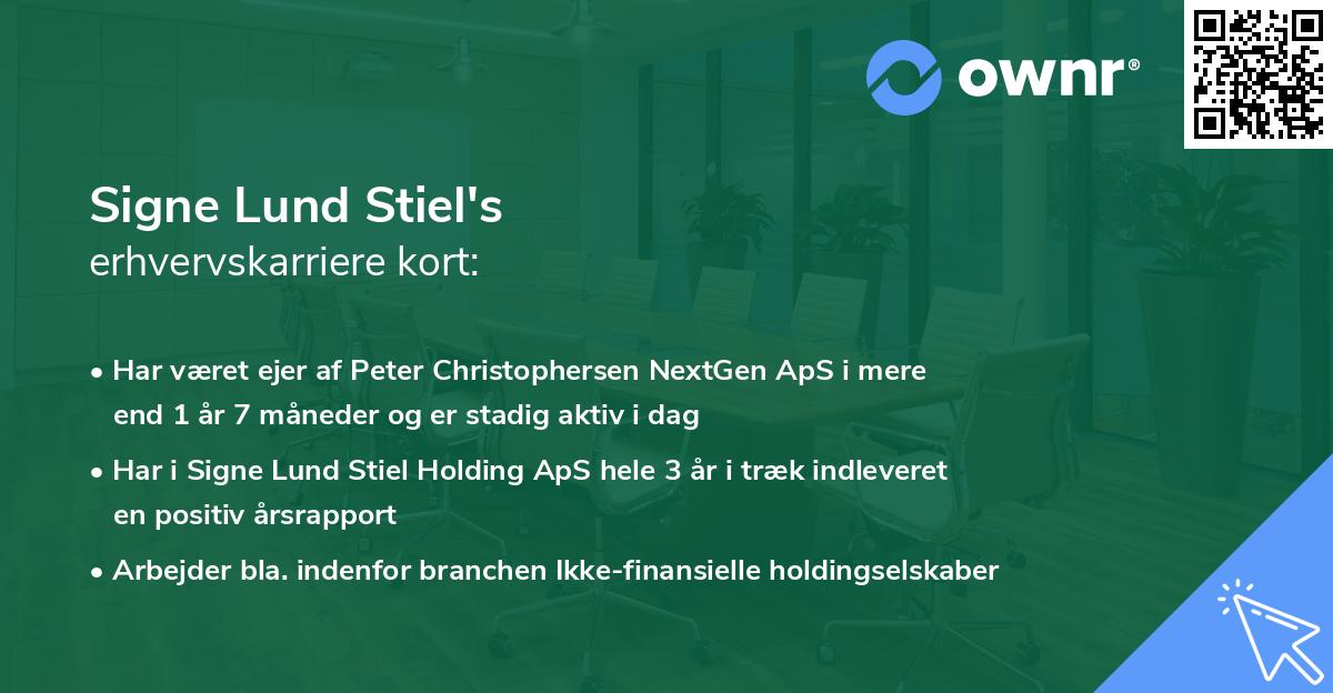 Signe Lund Stiel's erhvervskarriere kort