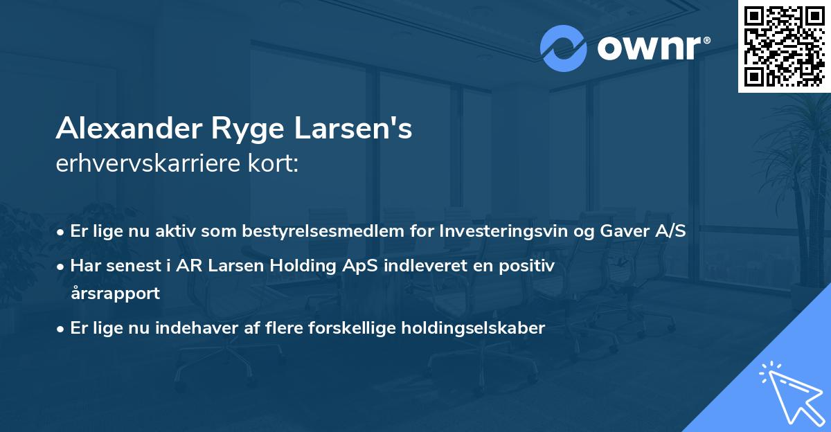 Alexander Ryge Larsen's erhvervskarriere kort