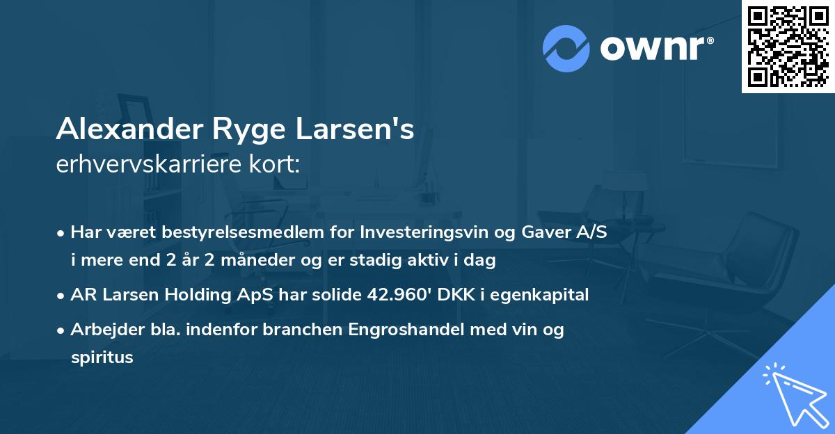 Alexander Ryge Larsen's erhvervskarriere kort