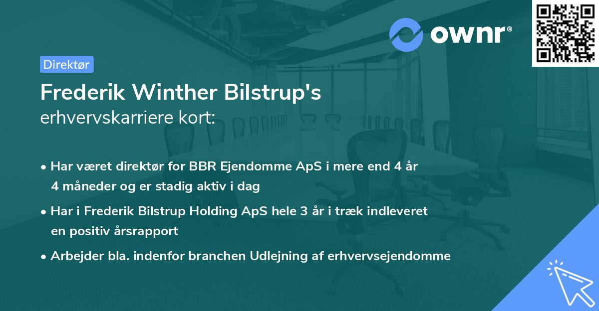 Frederik Winther Bilstrup's erhvervskarriere kort