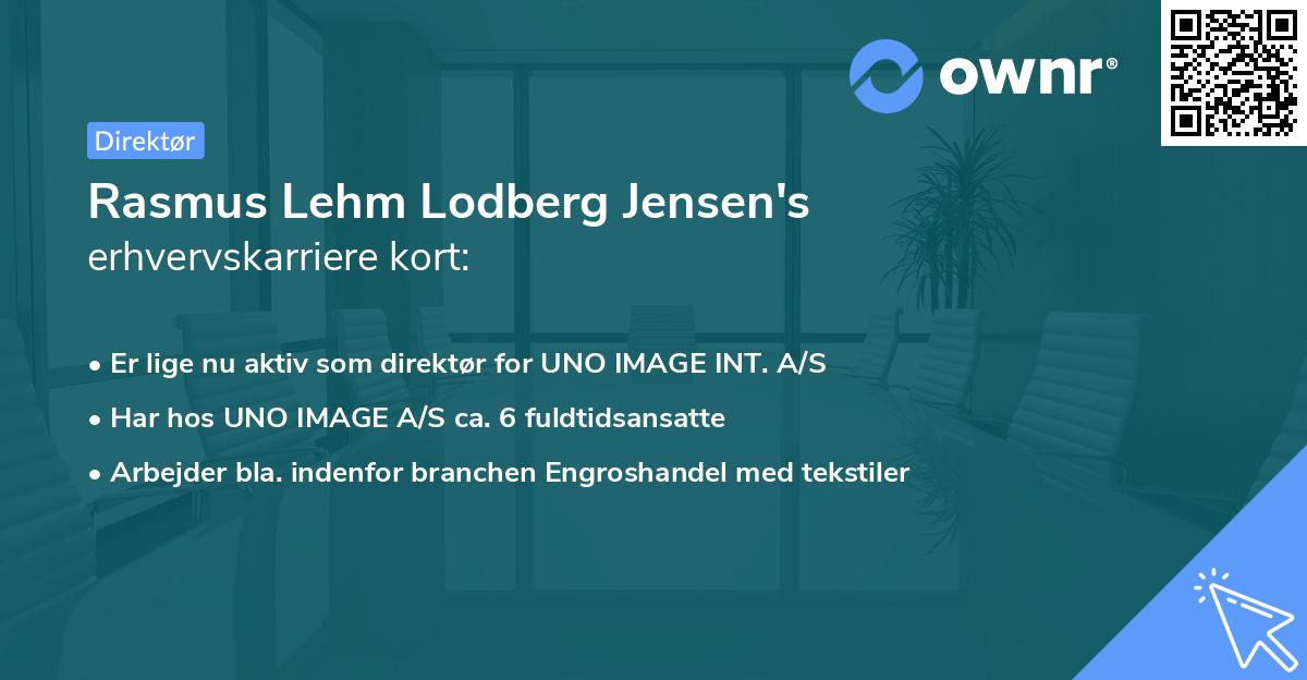 Rasmus Lehm Lodberg Jensen's erhvervskarriere kort