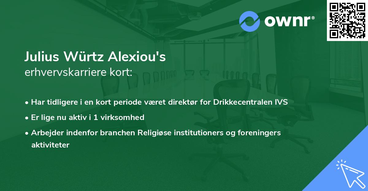 Julius Würtz Alexiou's erhvervskarriere kort