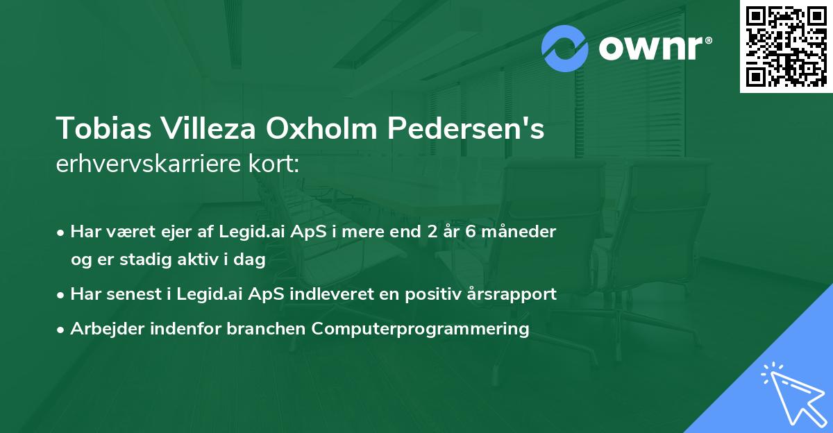 Tobias Villeza Oxholm Pedersen's erhvervskarriere kort