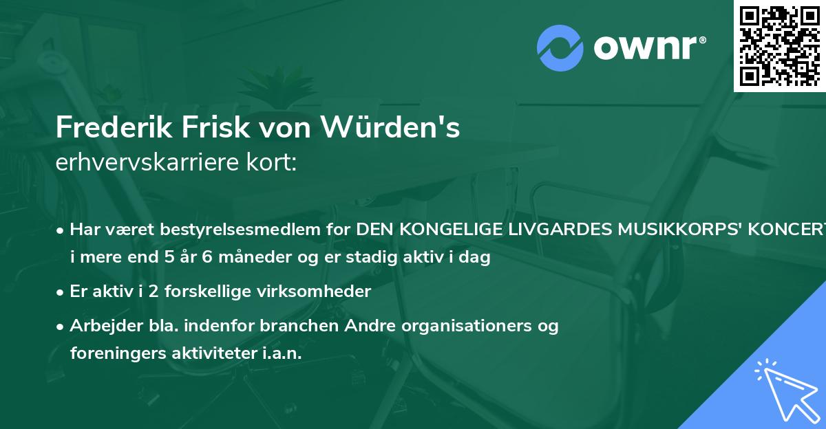 Frederik Frisk von Würden's erhvervskarriere kort