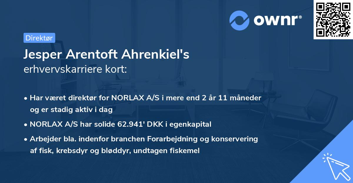 Jesper Arentoft Ahrenkiel's erhvervskarriere kort