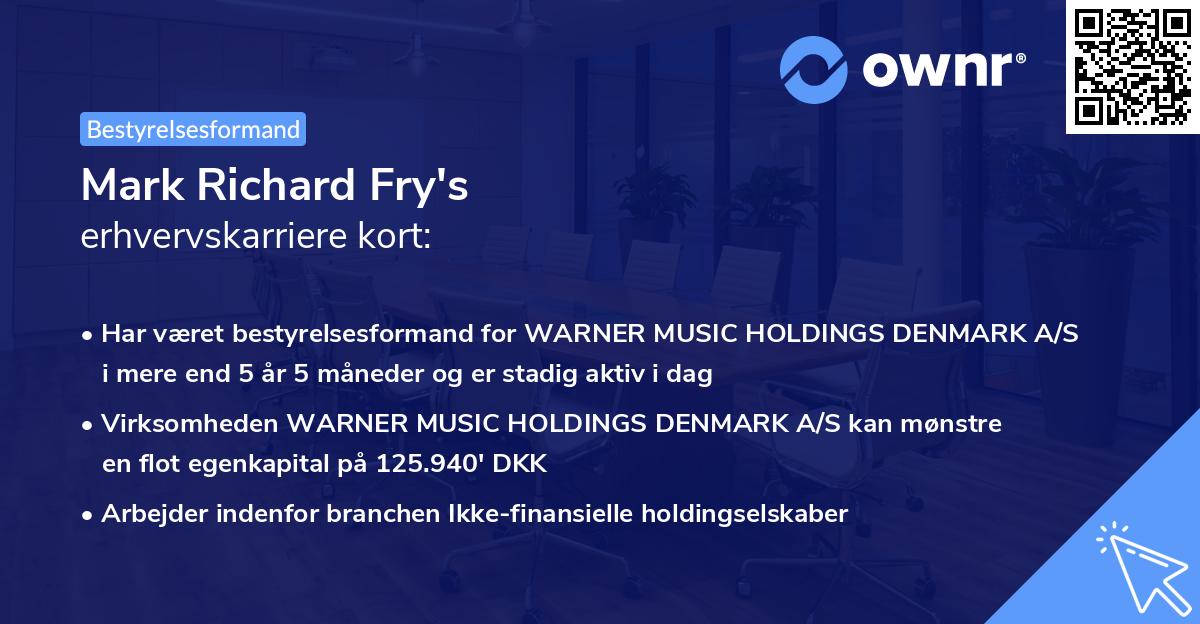 Mark Richard Fry's erhvervskarriere kort