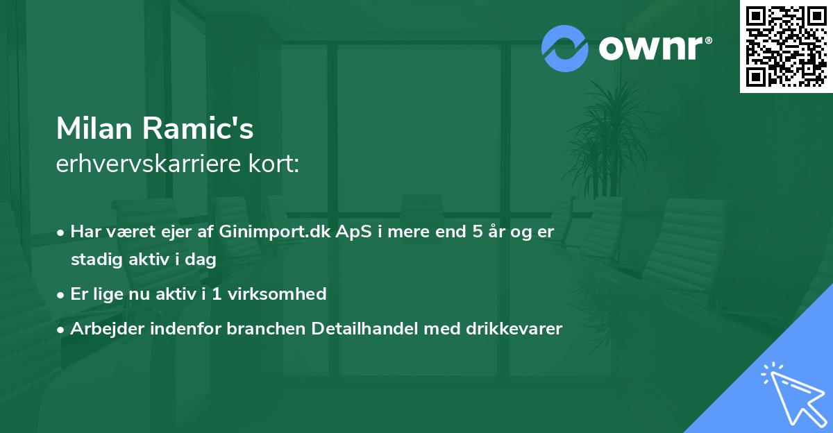 Milan Ramic's erhvervskarriere kort