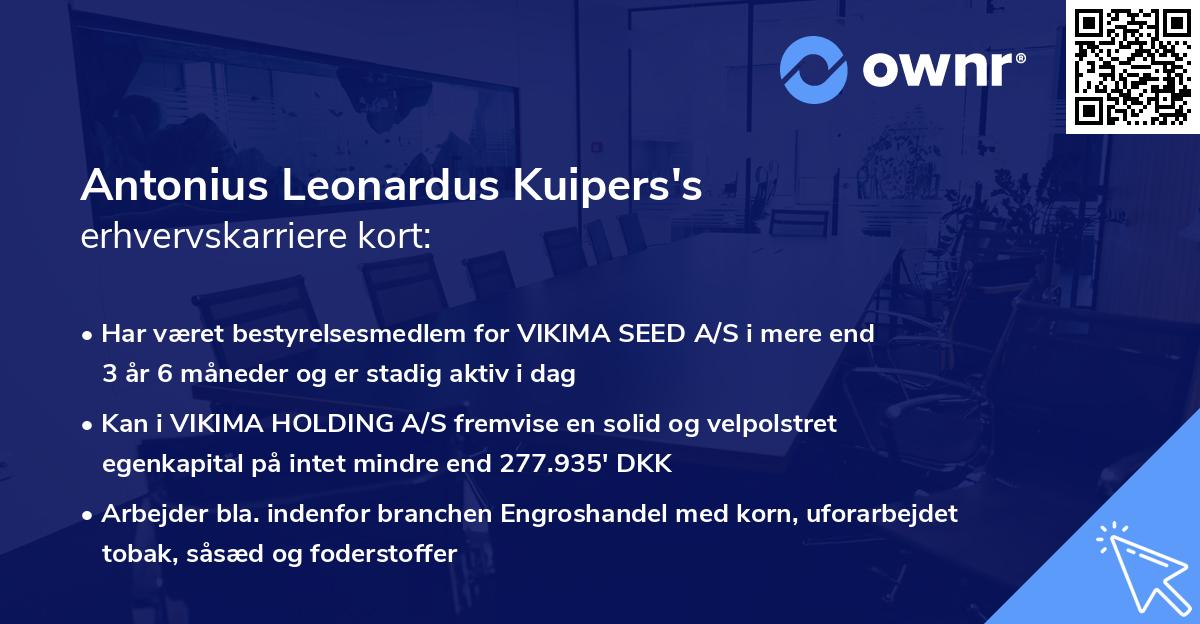 Antonius Leonardus Kuipers's erhvervskarriere kort