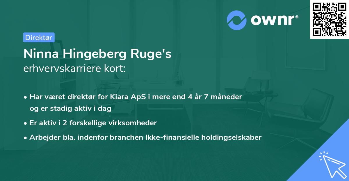 Ninna Hingeberg Ruge's erhvervskarriere kort