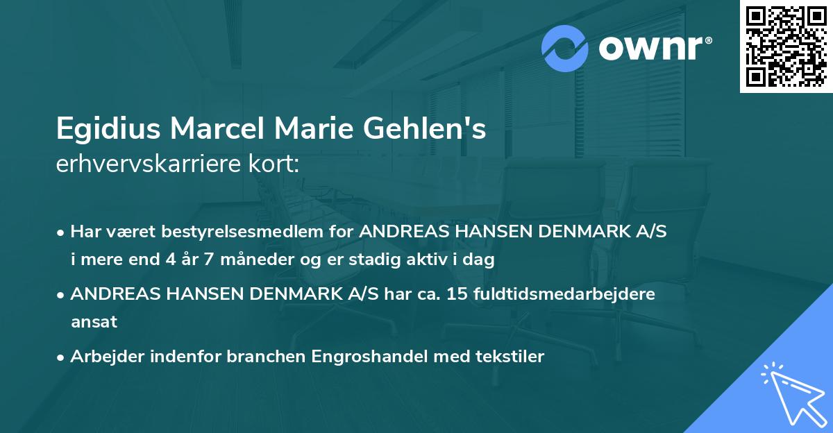 Egidius Marcel Marie Gehlen's erhvervskarriere kort
