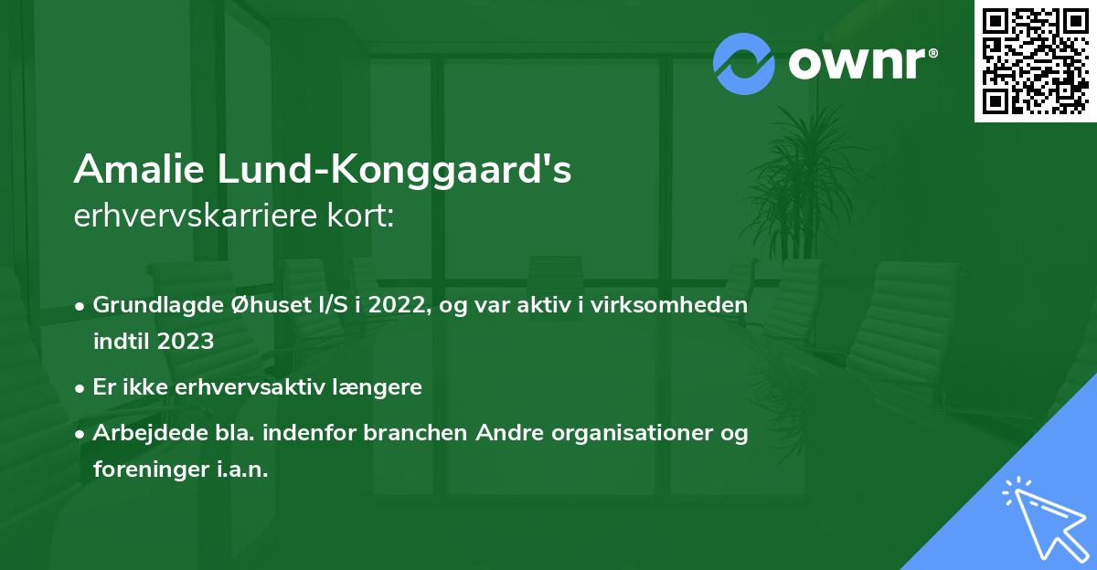 Amalie Lund-Konggaard's erhvervskarriere kort