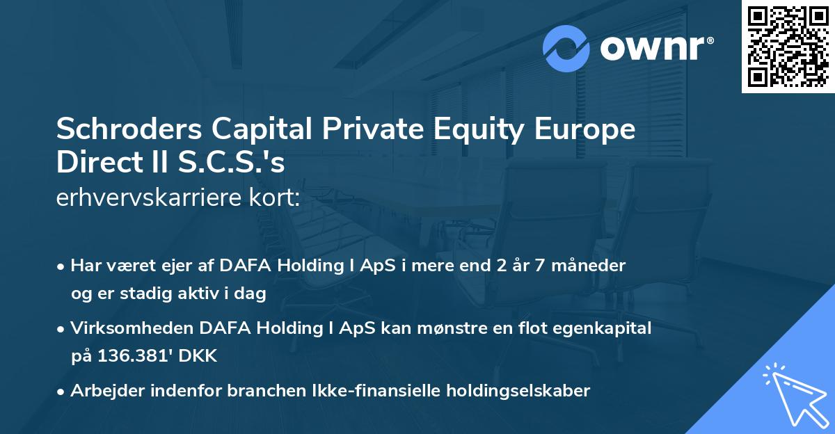 Schroders Capital Private Equity Europe Direct II S.C.S.'s erhvervskarriere kort